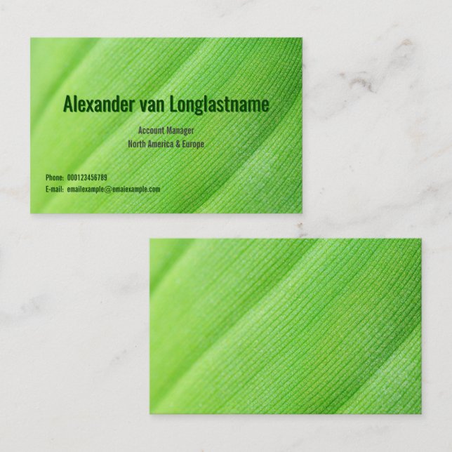 Green card with banana leaf (Front/Back)