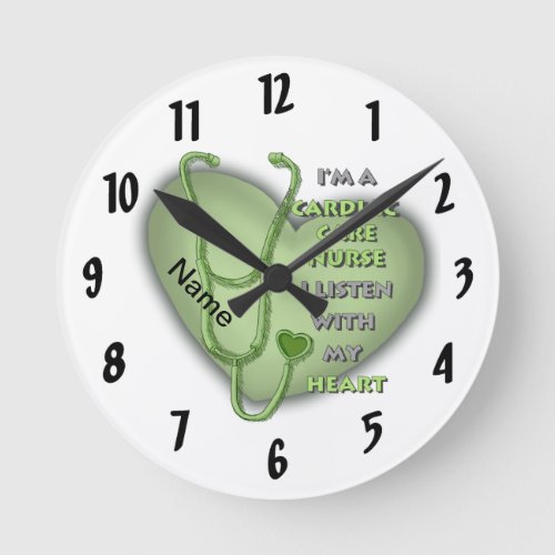 Green Cardiac Care Nurse custom name Clock