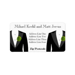 Green Carnation Address Labels for Gay Wedding