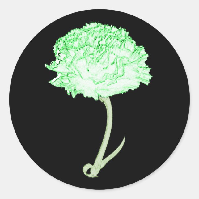 Green Carnation Classic Round Sticker (Front)