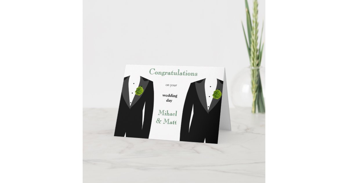 Green Carnation Gay Wedding Card for Grooms Zazzle