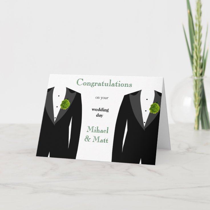 Green Carnation Gay Wedding Card for Grooms Zazzle