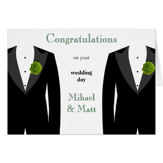Green Carnation Gay Wedding Card for Grooms Zazzle