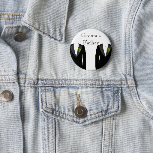 Green Carnation Gay Wedding Groom's Father Badge Pinback Button Zazzle