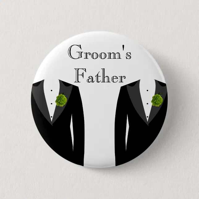 Green Carnation Gay Wedding Groom's Father Badge Pinback Button Zazzle