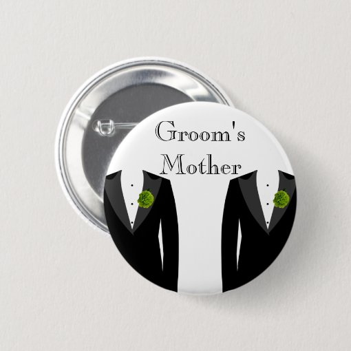 Green Carnation Gay Wedding Groom's Mother Badge Button Zazzle