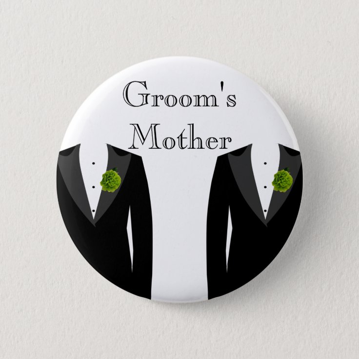 Green Carnation Gay Wedding Groom's Mother Badge Button | Zazzle