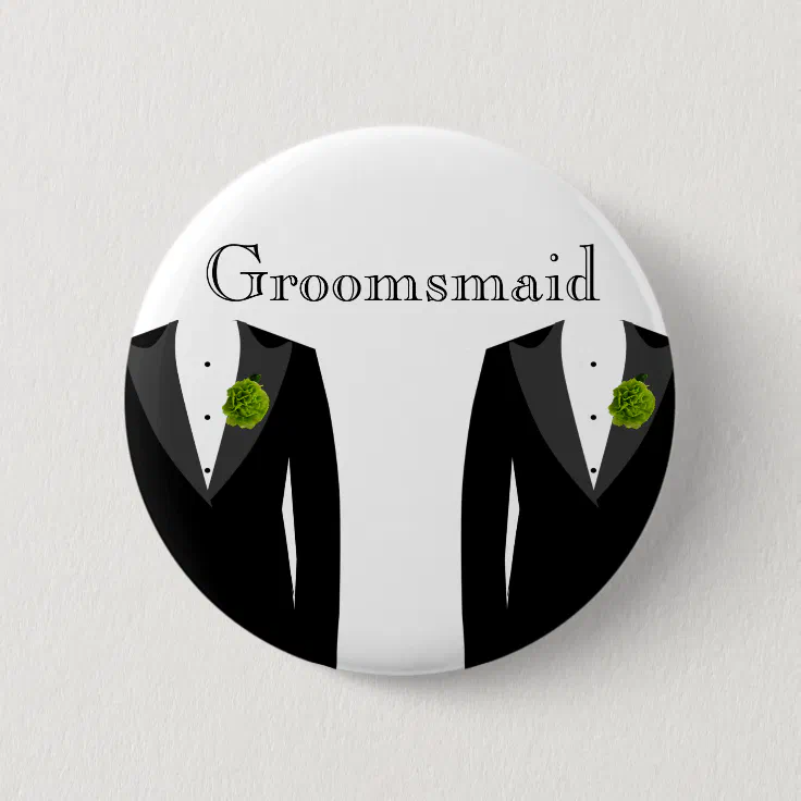 Green Carnation Groomsmaid Badge for a Gay Wedding Button Zazzle