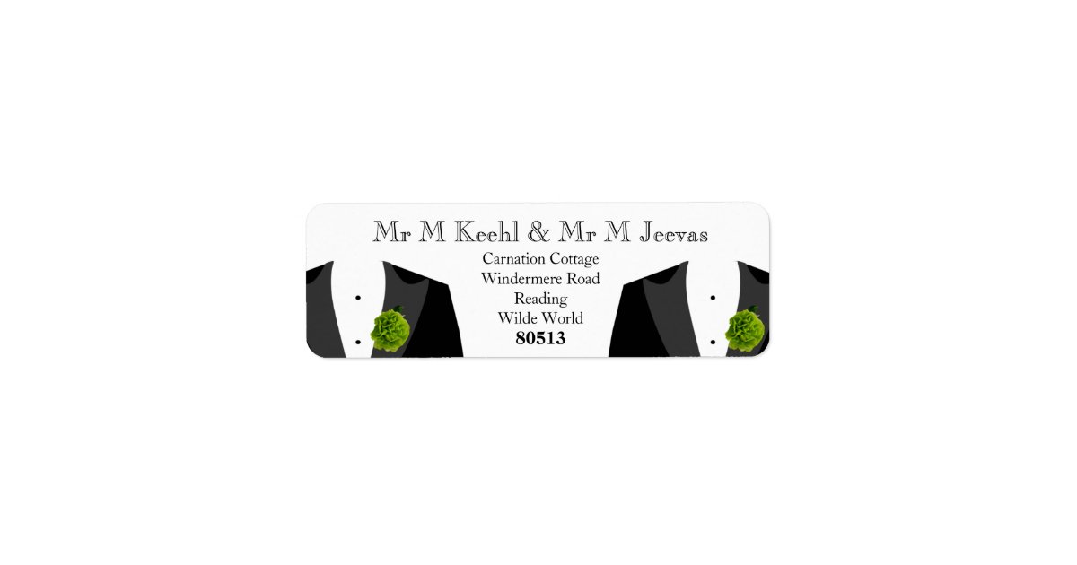 Green Carnation Return Labels for Gay Grooms Zazzle