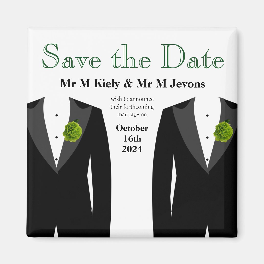 Green Carnation Save The Date Gay Wedding Zazzle