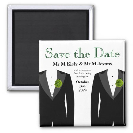 Green Carnation Save The Date Magnet Gay Wedding