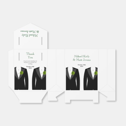 Green Carnations Favor Box for a Gay Wedding Zazzle