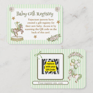 Green Carousel Horse Gift Registry Enclosure Card