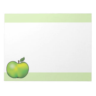 Green Cartoon Apple Fruit Illustration Notepad