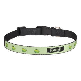 Green Cartoon Apples With Personalized Name Pet Collar