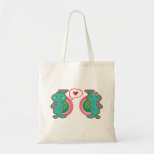 Green Cartoon Boy & Girl With Cute Spikey Hair Tote Bag