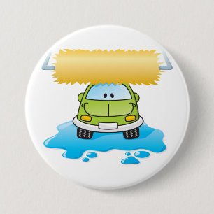 Green Cartoon Car Wash Happy Little Car Button