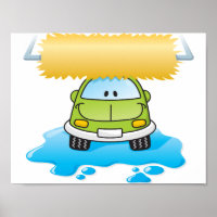 Green Cartoon Car Wash Happy Little Car