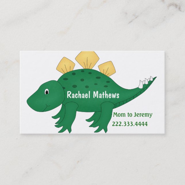 Green Cartoon Dinosaur Mommy Card (Front)