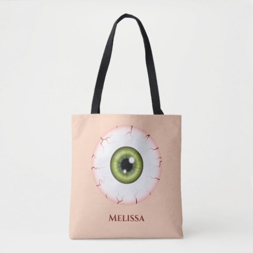 Green Cartoon Eyeball Bloodshot Halloween Eyeball Tote Bag