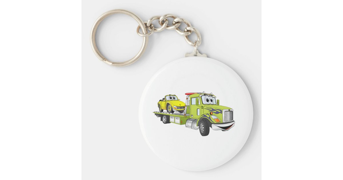 Green Cartoon Flatbed Tow Truck Keychain | Zazzle Green Cartoon Flatbed Tow Truck Keychain | Zazzle