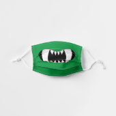 Green Cartoon Monster Teeth Kids' Cloth Face Mask (Front, Unfolded)