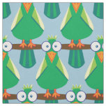 Green cartoon parrots fabric