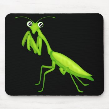 Green Cartoon Praying Mantis Mousepad by kithseer at Zazzle