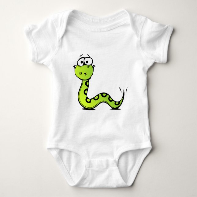 Green Cartoon Snake Baby Bodysuit (Front)