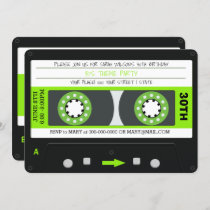 Green Cassette Tape Retro 80s Birthday Party  Invitation