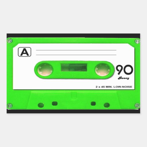 Green Cassette Tape Rectangular Sticker | Zazzle