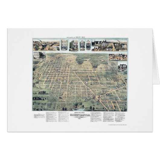Green Castle, IN Panoramic Map - 1886 Cards (Front Horizontal)