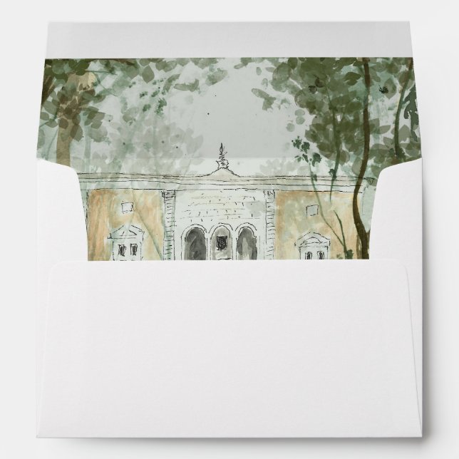 Green Castle Wedding Envelope (Back (Bottom))