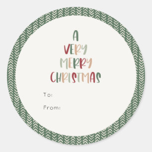 Green Casual Colorful A Very Merry Christmas Gift Classic Round Sticker