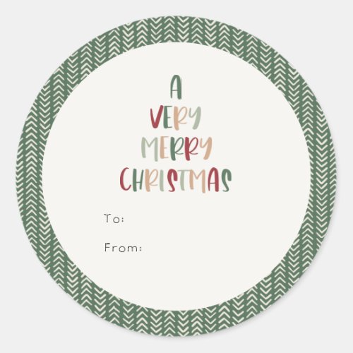 Green Casual Colorful A Very Merry Christmas Gift Classic Round Sticker