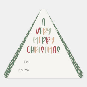 Green Casual Colorful A Very Merry Christmas Gift Triangle Sticker