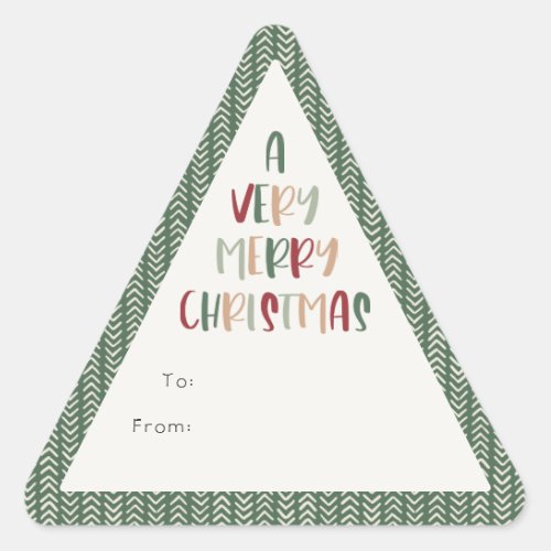 Green Casual Colorful A Very Merry Christmas Gift Triangle Sticker