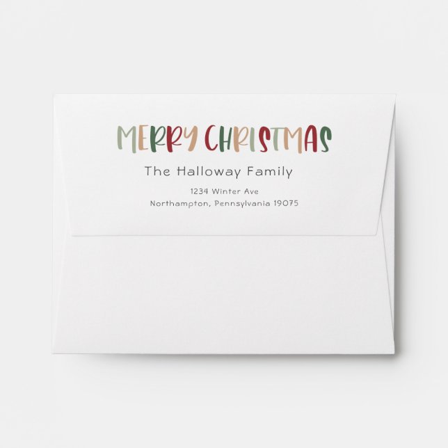 Green Casual Colorful Christmas Card Envelope (Back (Top Flap))