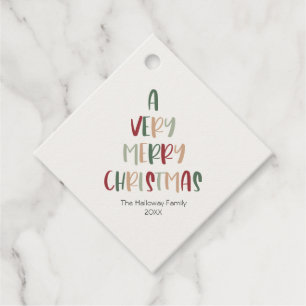 Green Casual Colorful Christmas Diamond Gift Tag