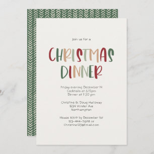 Green Casual Colorful Christmas Dinner Party Invitation