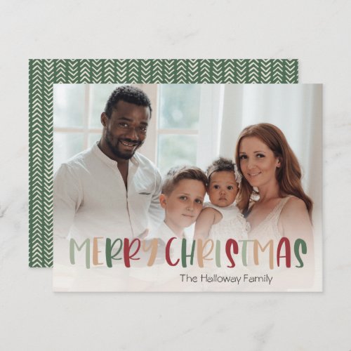Green Casual Colorful Christmas Full Photo Holiday Card