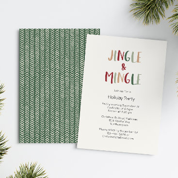 Green Casual Colorful Christmas Jingle and Mingle  Invitation