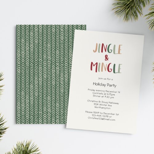 Green Casual Colorful Christmas Jingle and Mingle  Invitation