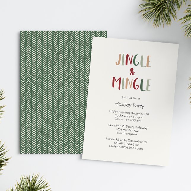 Green Casual Colorful Christmas Jingle and Mingle  Invitation (Creator Uploaded)