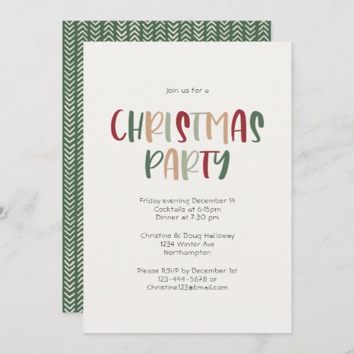 Green Casual Colorful Christmas Party Invitation