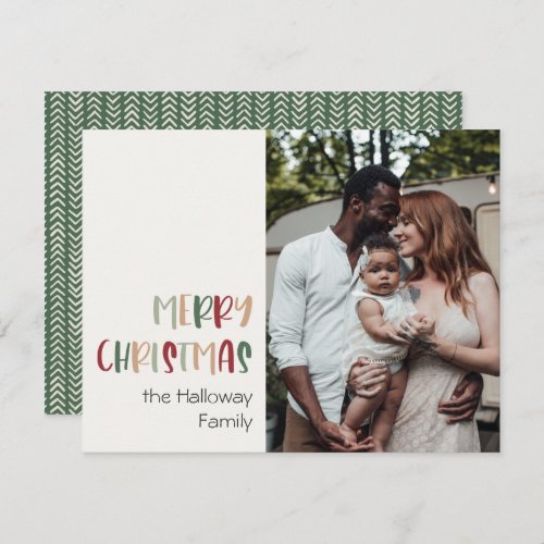 Green Casual Colorful Christmas Single Photo Holiday Card