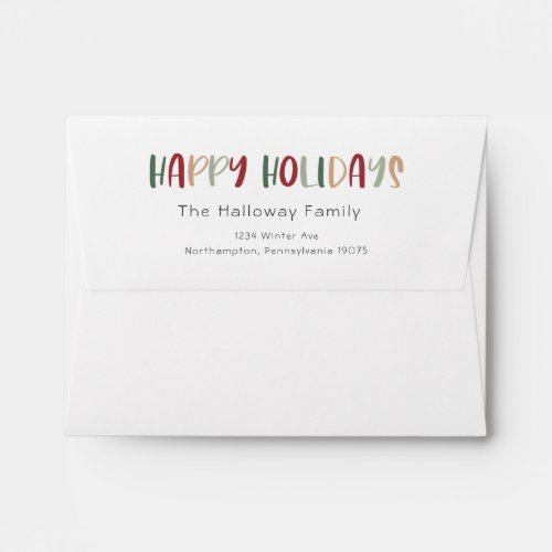 Green Casual Colorful Happy Holidays Card Envelope