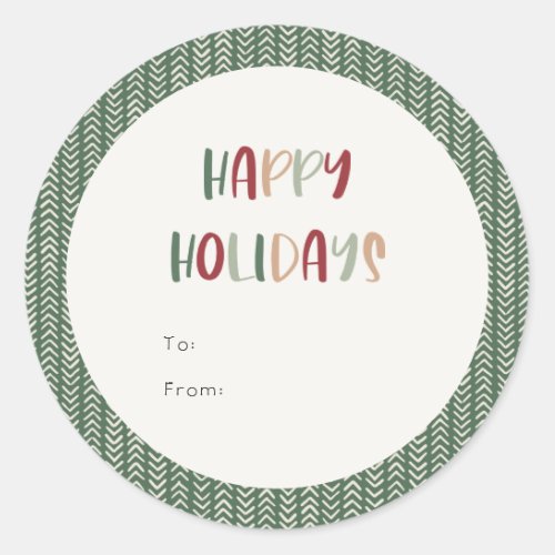 Green Casual Colorful Happy Holidays Gift  Classic Round Sticker