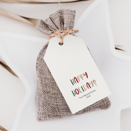 Green Casual Colorful Happy Holidays Gift Tags