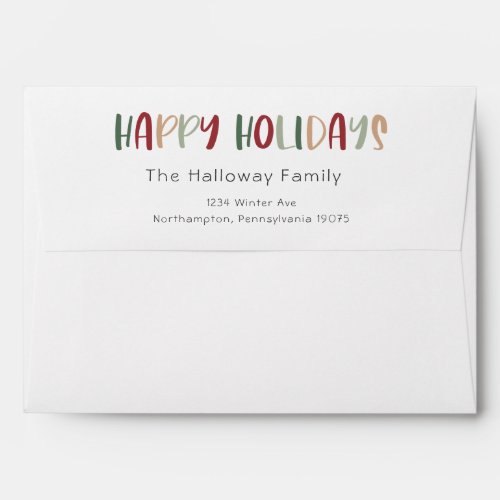 Green Casual Colorful Happy Holidays Invitation Envelope